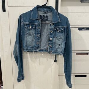 Distressed Blue Denim Cropped Jacket